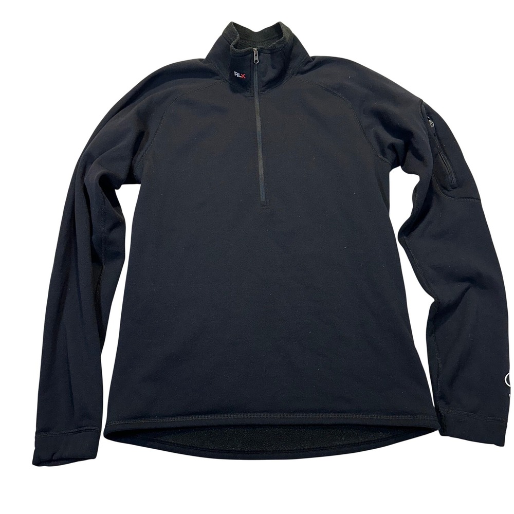 RLX Ralph Lauren Quarter Zip Pullover Mens Small Black Athletic Performance Golf